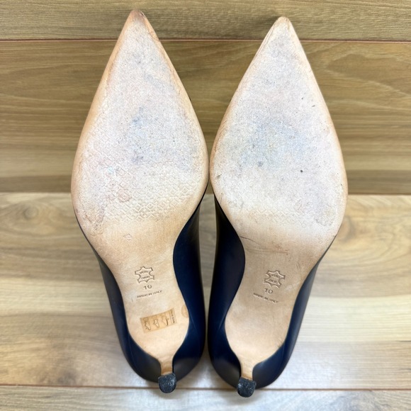 Tory Burch Penelope Cap Toe Heels 10 M Navy Blue Black Cap Toe - Picture 9 of 11